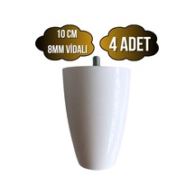 Plastik Ayak 8mm Vidalı Mobilya Koltuk Ve Baza Ayağı Beyaz 10cm 8mm Vidalı 4 Adet Beyaz