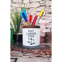 Best Lawyer Ever Avukat Baskılı Seramik Kalemlik Masaüstü Düzenleyici Beyaz