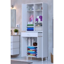 Eliusta Rivo 4 Raflı Banyo/mutfak Dolabı 60 Cm Beyaz Renkli Çok Amaçlı Dolap 60x173x32,5 Cm Ebatlarında Beyaz