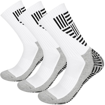 Hallow-3 Çift Futbol Çorapları Nefes Alabilir Kaymaz Kavrama Beyazm