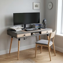 Mobenta Modest Desk: Masif Çalışma & Laptop Masası 2 Çekmece 1 Bölme - 120x60 An-bz Antrasit-krem
