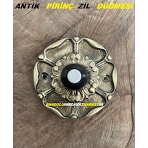 Desenli Antik Pirinç Zil Düğmesi El Yapimi Antik Zil Düğmesi