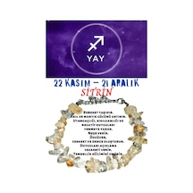 Gümüştel El Sanatları Sertifikalı Burç Taşı Yay Burcu Sitrin Taşı Bileklik Sarı