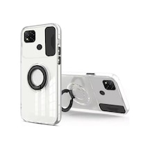 More Tr Ally Xiaomi Redmi 9c Kılıf Sürgülü Kamera Lens Korumalı Yüzük Standlı Silikon Kılıf Siyah