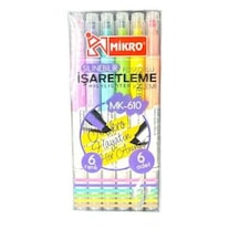 Mikro Silinebilir Fosforlu Kalem 6 Lı Paket Çok Renkli