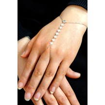 Gümüş Rodyumlu Zirkon Taşlı Yonca Modeli Pullu Şahmeran Barcode Beyaz - Rose Gold
