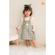 Babyhola Şık Bayramlık Ayılı Oyun Arkadaşı Tüvit Kız Bebek Çocuk Badi Jile 2'li Oyuncaklı Elbise Takım 2339 001