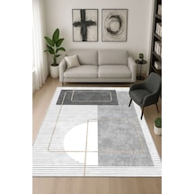 Gri Dijital Baskı Halı Kaymaz Tabanlı Yıkanabilir Halı Yolluk Salon Halısı131