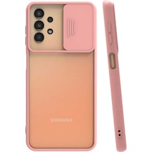 Kilifone - Samsung Uyumlu Galaxy A33 5g - Kılıf Slayt Sürgülü Arkası Buzlu Lensi Kapak - Pembe Açık