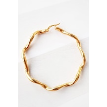 TEKLİ 5.5 CM AUGER HALKA GOLD GÜMÜŞ KÜPE