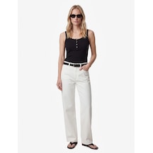 Koton Pamuklu Slim Fit Süs Düğmeli U Yaka Fitilli Atlet Siyah 6sak10032pk