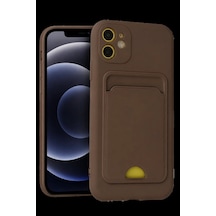 Apple iPhone Uyumlu 11 Kılıf Kelvin Kartvizitli Silikon - Kahverengi Ym919702