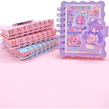 Candy Sevimli Kız Cırtlı Cep Boy Mini Not Defteri 7x8 Cm - Mor