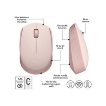 M171 Kablosuz Mouse, Pc, Mac, Dizüstü Bilgisayar İçin, 2,4 Ghz, Usb Mini Alıcılı, Optik İzleme, 12 Aylık Pil Ömrü, Sağ Ve Sol Elle Kullanıma Uygun, Pembe
