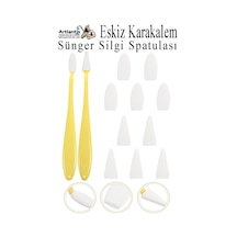 Sünger Silgi Satula 12 Parça 1 Paket Karakalem Eskiz Karıştırıcı Dağıtıcı Sünger Silici Sileceği Spatulası