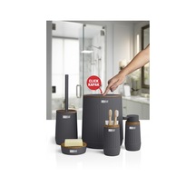 Okyanus Home Nida Antrasit Ahşap Desenli Eko 5'li Banyo Seti Antrasit