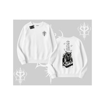 Tarzsokak Dj Kedi Baskılı Müzik Temalı Biskilet Sweatshirt Beyaz