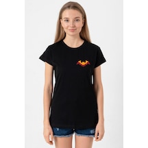 Sarı Kırmızı Batsman Siyah Kadın Tshirt SIYAH
