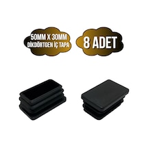 Dikdörtgen Demir Profil İç Tapa Geçme Plastik Ayak Geçme Koruma Plastiği 50mm X 30mm 8 Adet Siyah Siyah