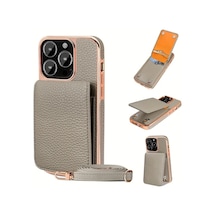Turcoshop11 İphone 15 İçin Yapay Deri Çapraz Telefon Kılıfı Kart Yuvası Askı Ve Ayak