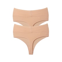 Vanilya Secret Tanga Yüksek Bel Toparlayıcı Pamuk 2'li Paket Ten