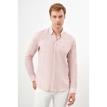 Morven Erkek Turuncu Pamuk Çizgili-panolu İtalyan Yaka Slim Fit Gömlek 25ms004020451 Turuncu Turuncu