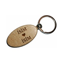 Kişiye Özel Oval Ahşap Anahtarlık İsim Kalp İsim Lazer Gravür Anahtarlık Sevgiliye Özel Romantik Hediye