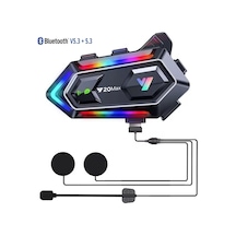 Gp Katjmer Y20 Max Bluetooth 5.3 300m Çift Yönlü Rgb Işıklı Motosiklet Kask Kulaklığı Intercom