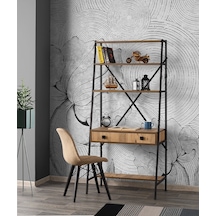 Çalışma Masası 2 Çekmeceli Ferforje 3 Raflı Atlantik Çam Demonte