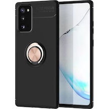 Newface Samsung Uyumlu,  Galaxy Note 20 Kılıf Range Yüzüklü Silikon - Siyah-gold