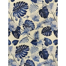 Enesar Home Mavi Tropikal Desen Dijital Baski Döşemelik Kumaş 100 x 140 cm