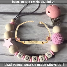 Sahi Aksesuar İsimli Bebek Emzik Zinciri Ve İsimli Bebek Künye Seti Bezyı594 Çok Renkli