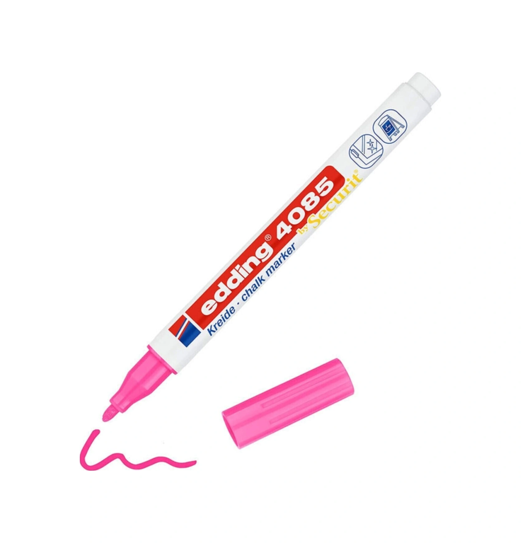 Pembe Yuvarlak Uçlu Fosforlu 4085 Cam Sıvı Tebeşir Markörü 1-2 Mm Fosforlu Pembe