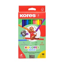 Kores Kolores Jumbo, Boyama Kalemi 3-kant Kalemtıraş, 12 Renk 124-Pembe