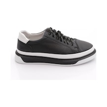 Dgn 9830 Erkek Düz Taban Bağcikli Sneaker Ayakkabi Siyah Beyaz