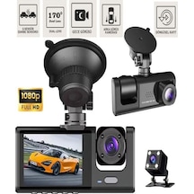 Araç İçi Kamera 1080p 3 Kameralı Ips Ekran G Sensör Gece Görüş Ultra Geniş Açılı 4k 64gb Kart