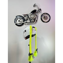 Motor & Motosiklet Neon Sarı Çift Örgülü Saç Kask Dış Aksesuarı