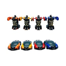 Robota Dönüşen Bugatti Araba 4lü Set Renkli
