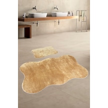 Anatolia 2'li Karamel 80x140 + 50x70 Cm Büyük Ebat Banyo Paspası Karamel