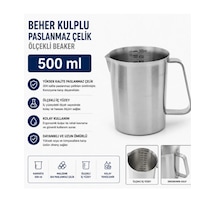 Beher Kulplu Paslanmaz Çelik 500 Ml - Ölçekli Beaker
