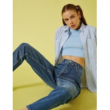 Koton Mom Jean Normal Bel Dar Kesim Dar Paça Pantolon Orta İndigo 1yak47253md