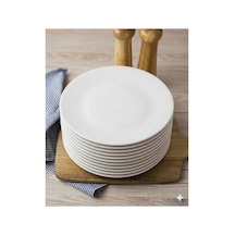 12'li Melamin Pasta Ve Tatlı Servis Tabağı 25 Cm - Beyaz Düz Yuvarlak Hafif Sunum Tabak Seti Beyaz