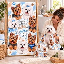 Kedi & Köpek Kurulama Havluları Maltese & Yorkie Hızlı Kuruyan 50x100cm