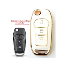 Ford Ranger Fusion Mondeo Edge Explorer Galaxy Uyumlu Anahtar Kumanda Kılıfı Beyaz - Gold