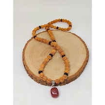 Çilek Kuvars Taşlı Rudraksha Tohum Kolye Dolama Bileklik 8mm 497