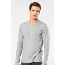 Cacharel Erkek Modal Pamuk V Yaka T-shirt 2243/gri Gri