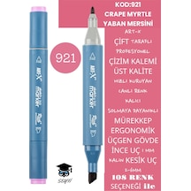 Çift Taraflı Profesyonel Çizim Kalemi Kalıcı Mürekkep Üçgen Gövde İnce Uç 1 Mm Kesik Uç 2-6mm Sketch 921-yaban Mersini