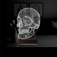 Luvivia Kuru Kafa İskelet 3d Lamba - Masa Gece Lambası V2 Şeffaf