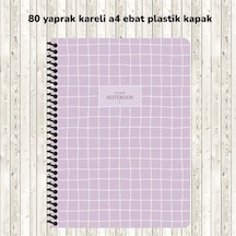 Kareli A4 80 Yaprak Plastik Kapak Telli Defter College Keskin Color Mor