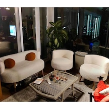 Azra Mobilya Sydney Çay Seti Koltuk Takımı - Cafe, Ofis, Balkon, Kafe, Bahçe, Salon Mobilyası Krem